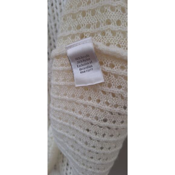 LC Fairy Ethereal Angel Lightweight Embroidered Bell Sleeves Sweater Cream M - Picture 8 of 10